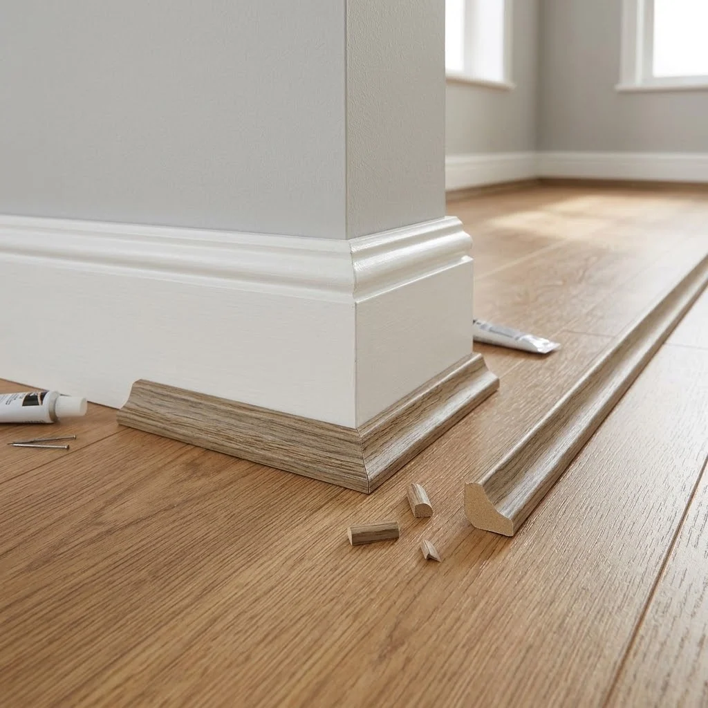 Scotia beading fitted along a skirting board